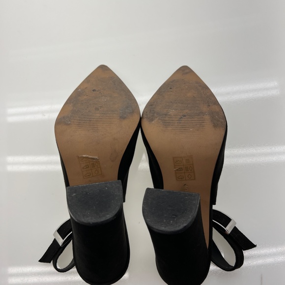 ASOS DESIGN Wide Fit Planet slingback high block heels in black, Sz 7 - Picture 8 of 8
